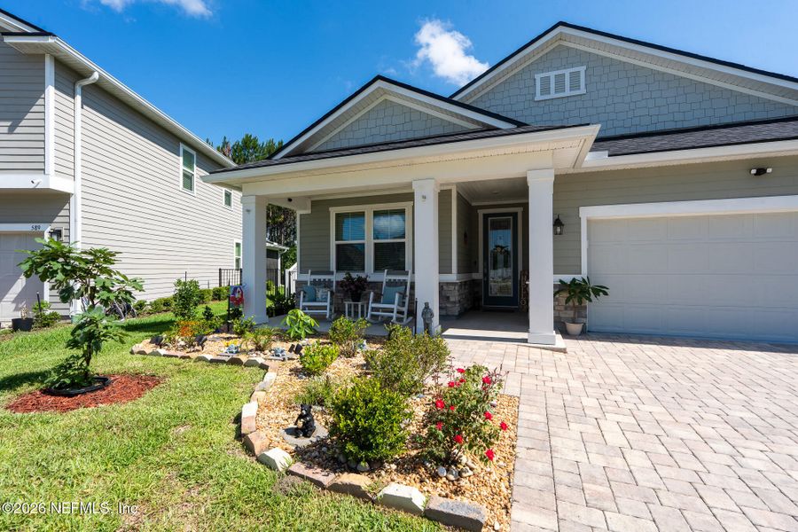 Exterior details and patio area of a home in Elm Creek at Silverleaf, St. Augustine (Image 3). Exterior details and patio area of a home in Elm Creek at Silverleaf, St. Augustine (Image 3).