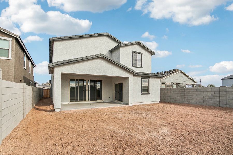 Back exterior elevation. Options and finishes may vary.