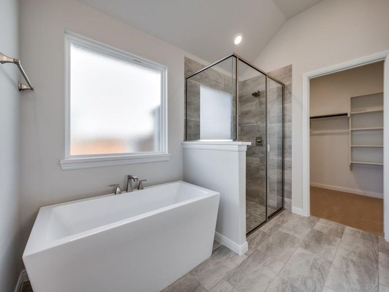 Ample closet space, a spacious walk in shower, freestanding tub....this dream owner's bath has it all!