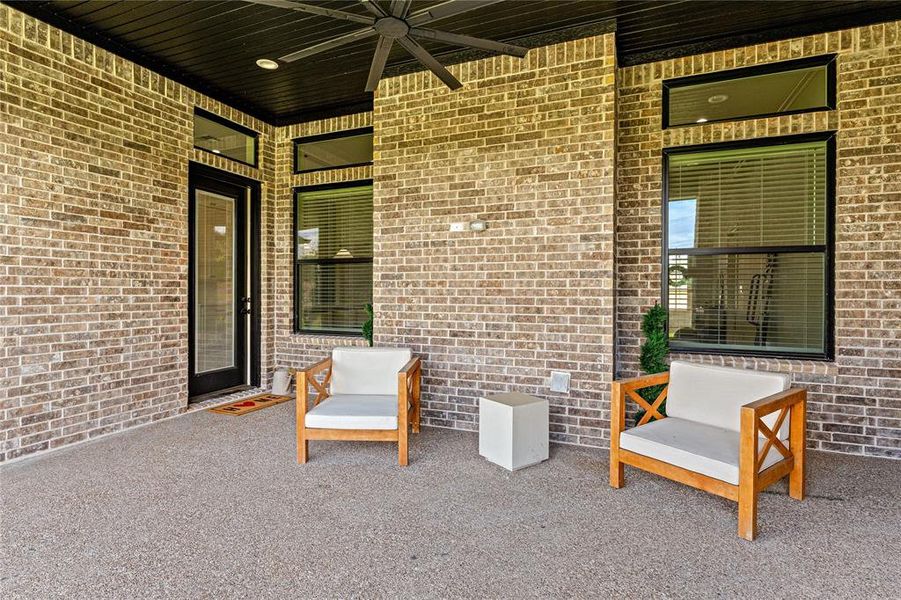 Exterior details and patio area of a home in , Woodway (Image 24).