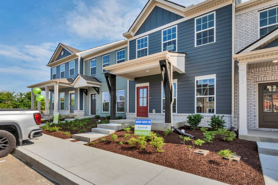 Front exterior of a new home in Oxford Station, Gallatin, TN, highlighting curb appeal (Image 2). Front exterior of a new home in Oxford Station, Gallatin, TN, highlighting curb appeal (Image 2).