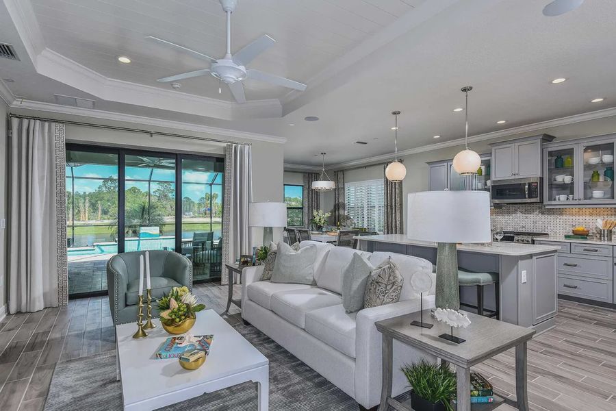 Furnished interior view inside a new home in Boca Royale Golf and Country Club at Wellen Park, Englewood (Image 19). Furnished interior view inside a new home in Boca Royale Golf and Country Club at Wellen Park, Englewood (Image 19).