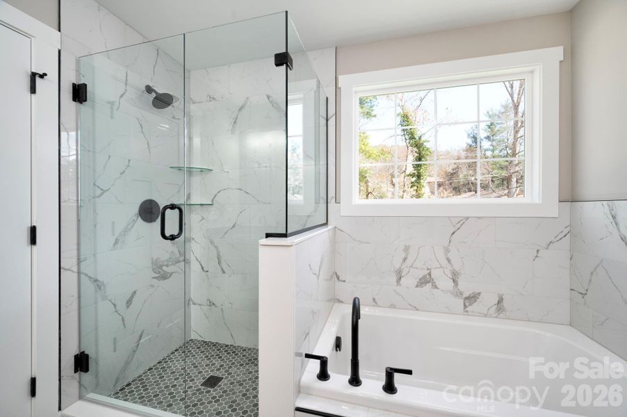 Tile Surround Shower and Soaking Tub