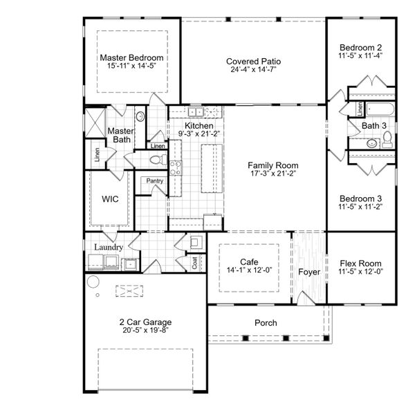 2D floor plan layout of this home in Palm Coast Homes, Palm Coast, FL (Image 3). 2D floor plan layout of this home in Palm Coast Homes, Palm Coast, FL (Image 3).