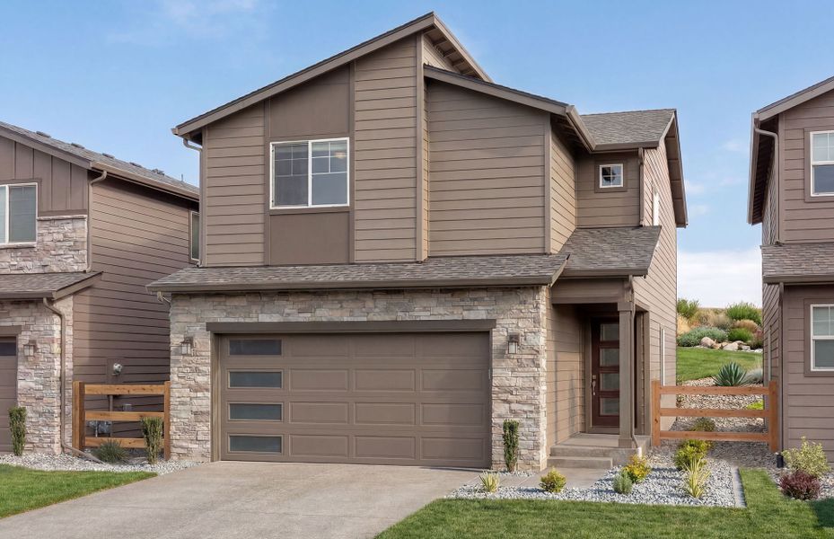 Representative exterior photo of a completed home built from the Kaufman by Pulte Homes in Strata, Dacono, CO (Image 21). Representative exterior photo of a completed home built from the Kaufman by Pulte Homes in Strata, Dacono, CO (Image 21).