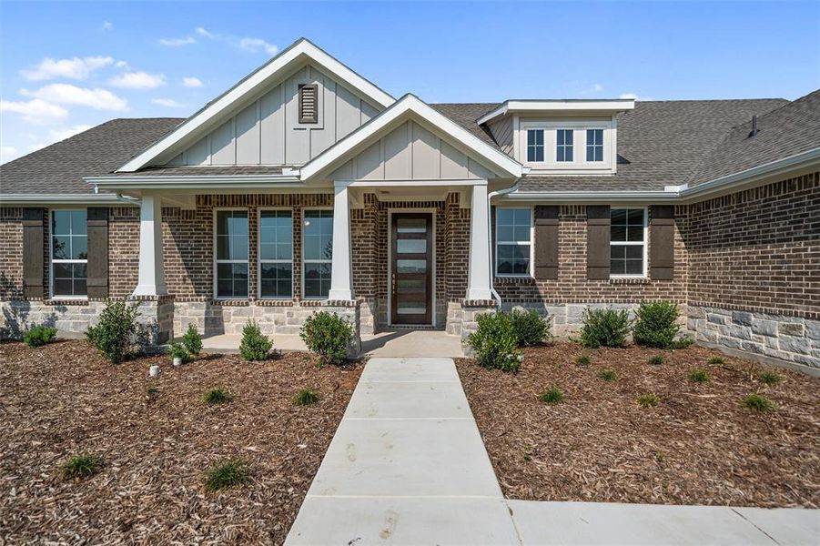 Front exterior of a new home in Fairview Meadows, New Fairview, TX, highlighting curb appeal (Image 18). Front exterior of a new home in Fairview Meadows, New Fairview, TX, highlighting curb appeal (Image 18).