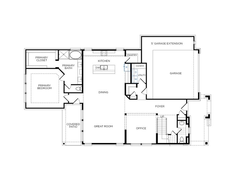 2D floor plan layout of this home in Canterra Creek  60', Rosharon, TX (Image 6).