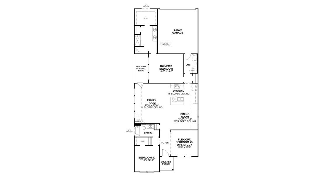 2D floor plan layout for the Lavender by M/I Homes in Landmark, Denton, TX (Image 4).