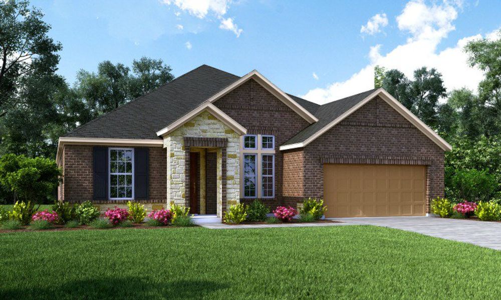 Representative exterior photo of a completed home built from the Fredericksburg by Beazer Homes in Amira: Hilltop Collection, Tomball, TX (Image 16).