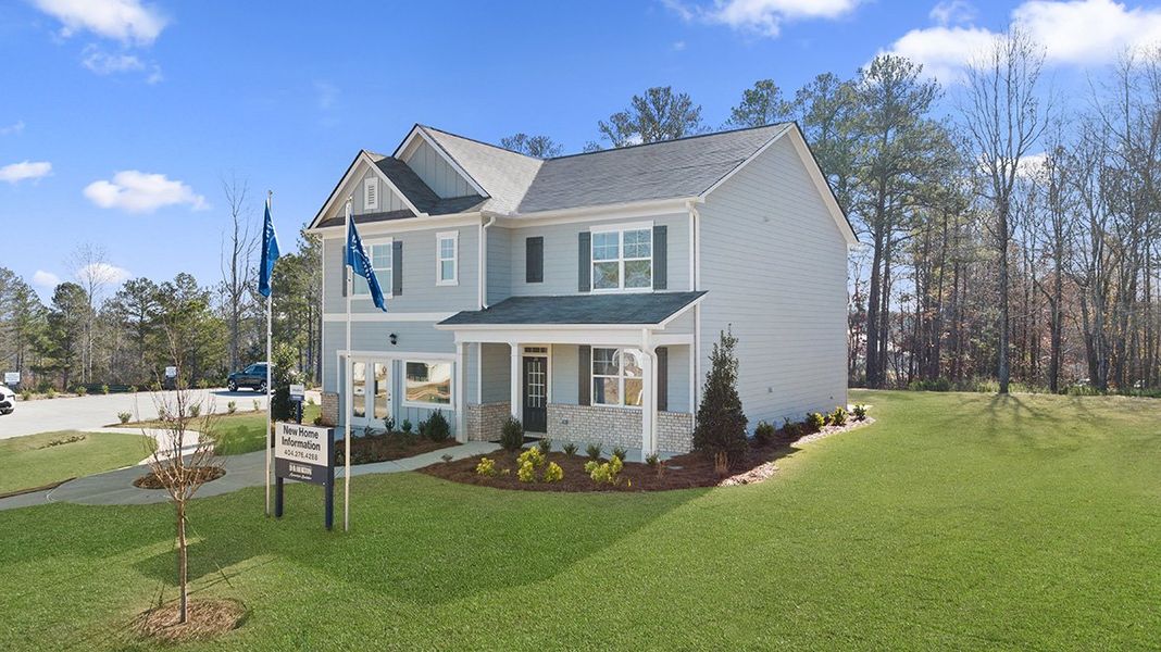 Front exterior of a new home in Thompson Ridge, Dallas, GA, highlighting curb appeal (Image 24).