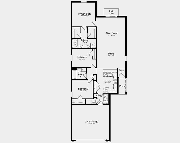 2D floor plan layout for the Blackbird by Taylor Morrison in Westview, Poinciana, FL (Image 3).