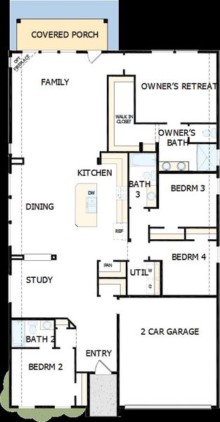 2D floor plan layout of this home in Sandbrock Ranch, Aubrey, TX (Image 2). 2D floor plan layout of this home in Sandbrock Ranch, Aubrey, TX (Image 2).