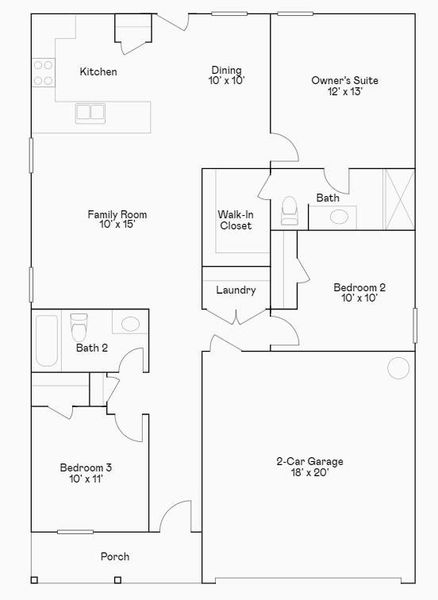 2D floor plan layout of this home in Freeman Ranch, Katy, TX (Image 3).