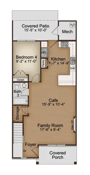 2D floor plan layout for the Express by McKinley Homes in Kinsley, Wake Forest, NC (Image 3).
