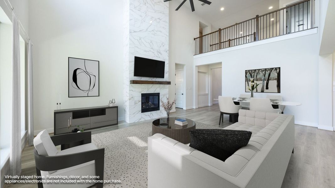 Furnished interior view inside a new home in Palmera Ridge, Leander (Image 4). Furnished interior view inside a new home in Palmera Ridge, Leander (Image 4).
