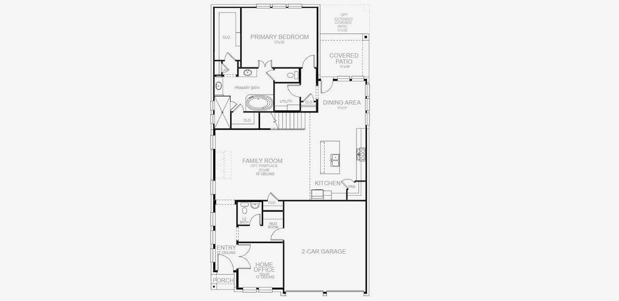 2D floor plan layout for the 2662W by Perry Homes in The Parklands 60', Santa Clara, TX (Image 4).