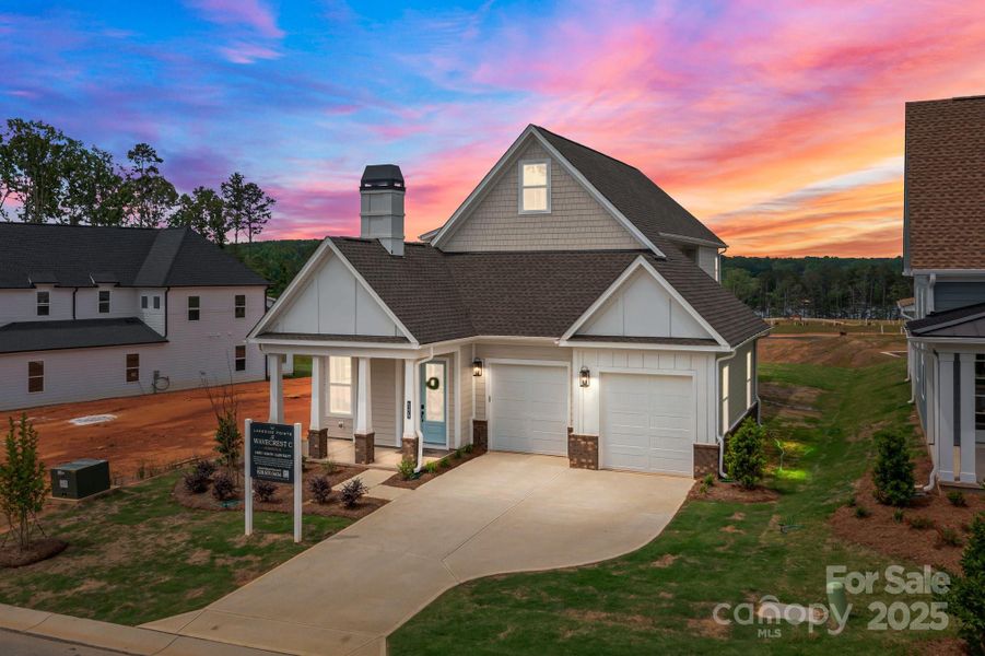Front exterior of a new home in Lakeside Pointe, Sherrills Ford, NC, highlighting curb appeal (Image 34).