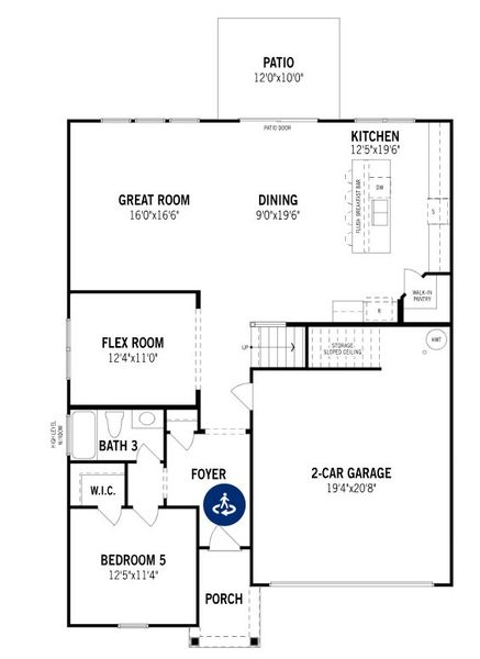 2D floor plan layout for the Sequoia by Mattamy Homes in Westfall, Gastonia, NC (Image 3).