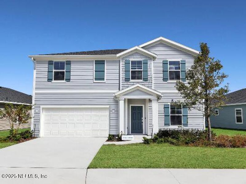 Front exterior of a new home in Trailmark, St. Augustine, FL, highlighting curb appeal (Image 1).