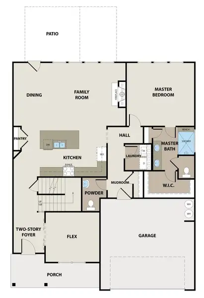 2D floor plan layout for the Peachwood by Peachtree Building Group in Chimney Oaks Cottages, Homer, GA (Image 2). 2D floor plan layout for the Peachwood by Peachtree Building Group in Chimney Oaks Cottages, Homer, GA (Image 2).