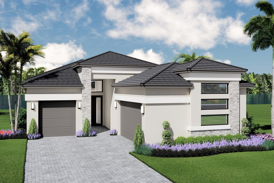 Representative exterior photo of a completed home built from the Venice by GL Homes in Valencia Del Mar, Boynton Beach, FL (Image 18).