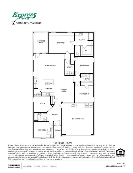 2D floor plan layout for the X40L Lakeway by D.R. Horton in Valor Farms, Royse City, TX (Image 4).