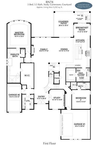 2D floor plan layout for the Carmichael by Landon Homes in Fields Reserve - 70's, Frisco, TX (Image 2).