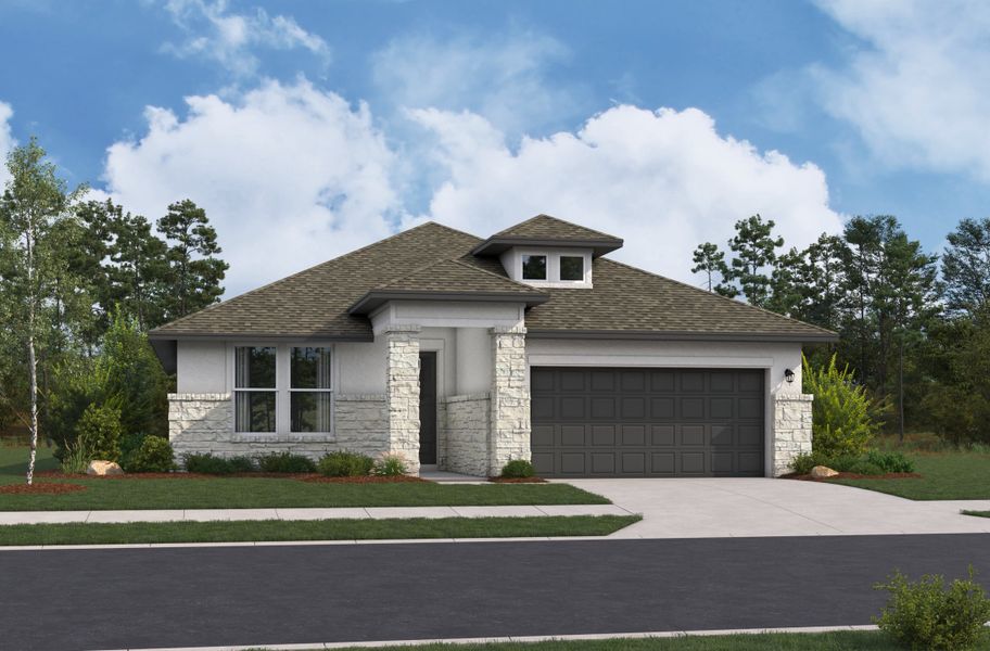 Representative exterior photo of a completed home built from the Brooks by Beazer Homes in Comanche Ridge, San Antonio, TX (Image 2).