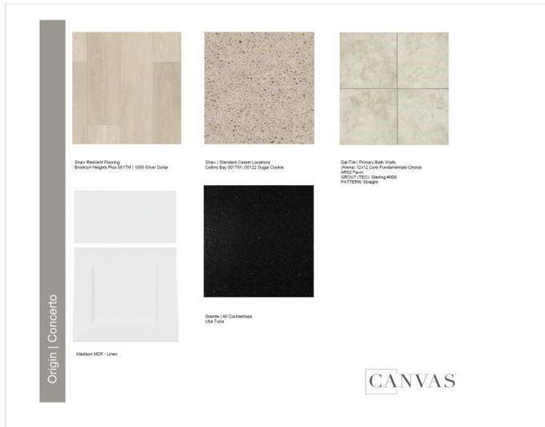 Design Selections.  Home is under Construction and Selections are subject to change.