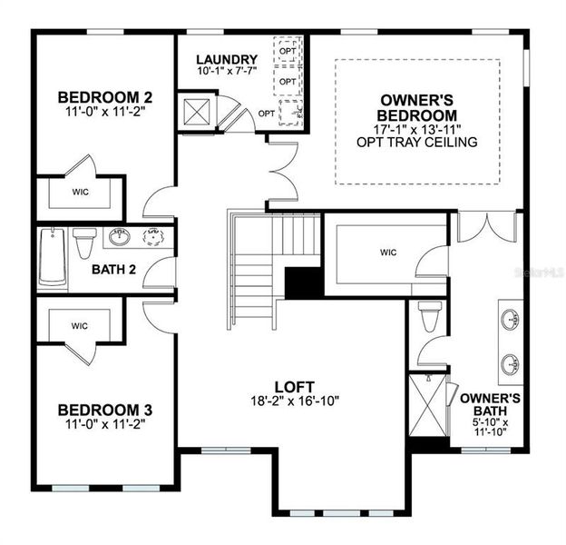 2D floor plan layout of this home in Estates at Rivercrest, Sanford, FL (Image 3).