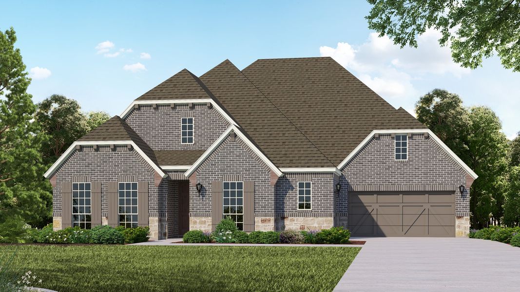 Plan 854 Elevation B with Stone