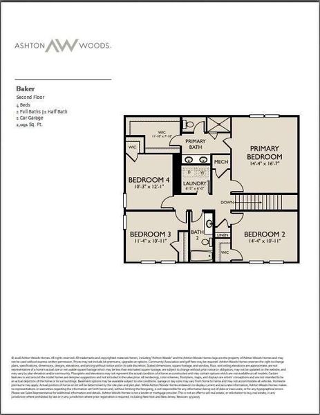 2D floor plan layout of this home in The Pointe at Heron Bay, Locust Grove, GA (Image 3).