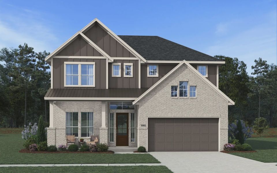 Representative exterior photo of a completed home built from the Acadia by Chesmar Homes in Elyson 50's, Katy, TX (Image 20).