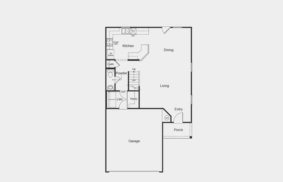 2D floor plan layout for the 1907 by KB Home in Watermill – Heritage Collection, Uhland, TX (Image 7).