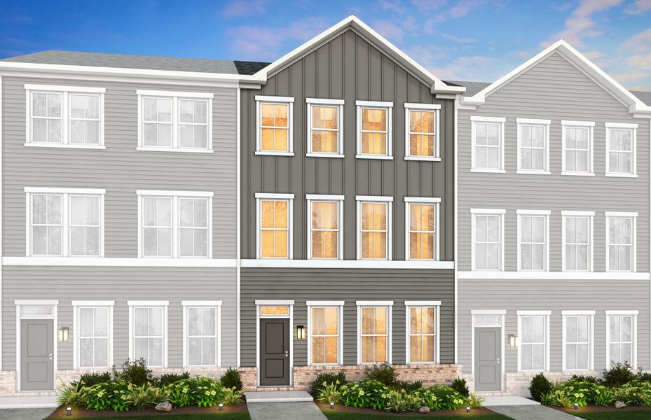 Front exterior of a new home in Galloway Towns, Charlotte, NC, highlighting curb appeal (Image 25).