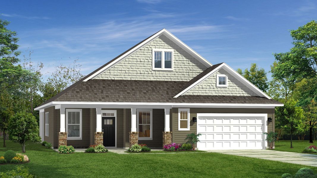 Representative exterior photo of a completed home built from the Oakleigh by DRB Homes in Rosemary Grove, Greenville, SC (Image 22). Representative exterior photo of a completed home built from the Oakleigh by DRB Homes in Rosemary Grove, Greenville, SC (Image 22).