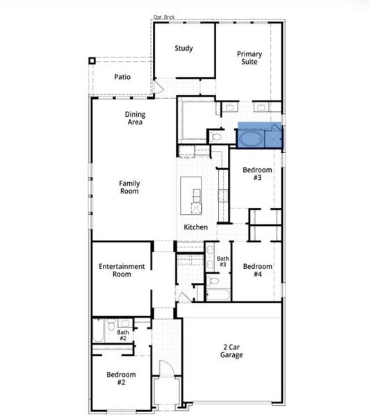 2D floor plan layout for the Kingston by Highland Homes in Landmark, Denton, TX (Image 5).