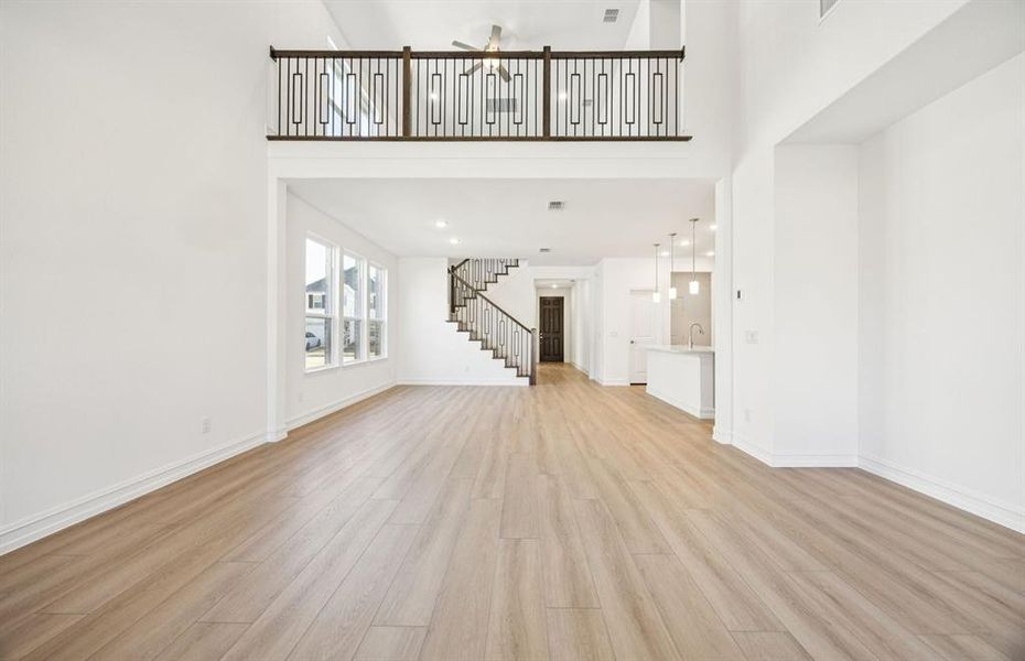 Soaring ceilings in living area