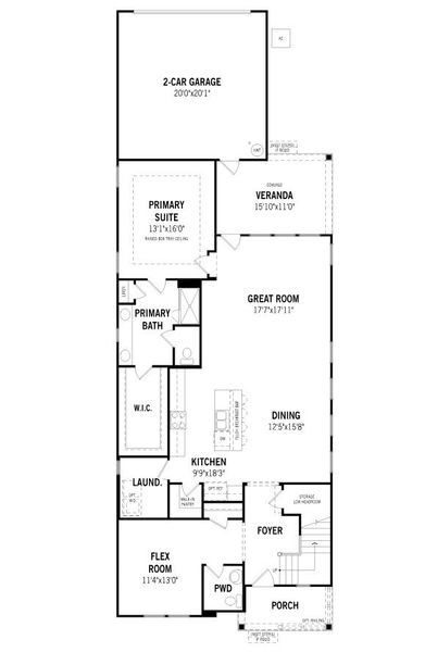 2D floor plan layout for the Manchester by Mattamy Homes in Bratton Pointe, Rock Hill, SC (Image 3).