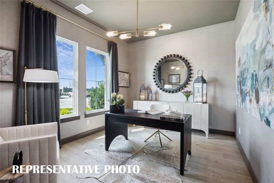 Your spacious new home office is flooded by natural light!  REPRESENTATIVE PHOTO