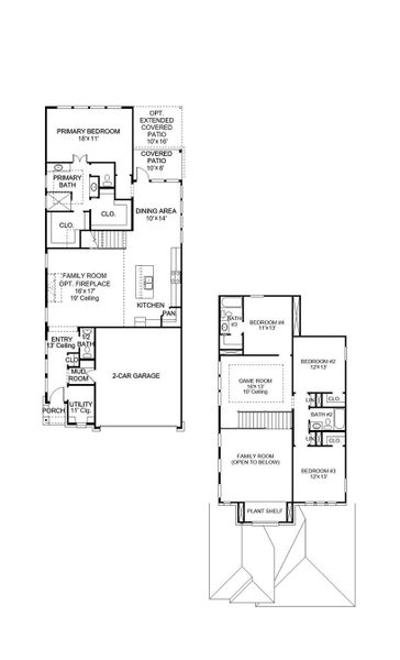 2D floor plan layout of this home in Santa Rita Ranch Tierra Rosa, Liberty Hill, TX (Image 4).