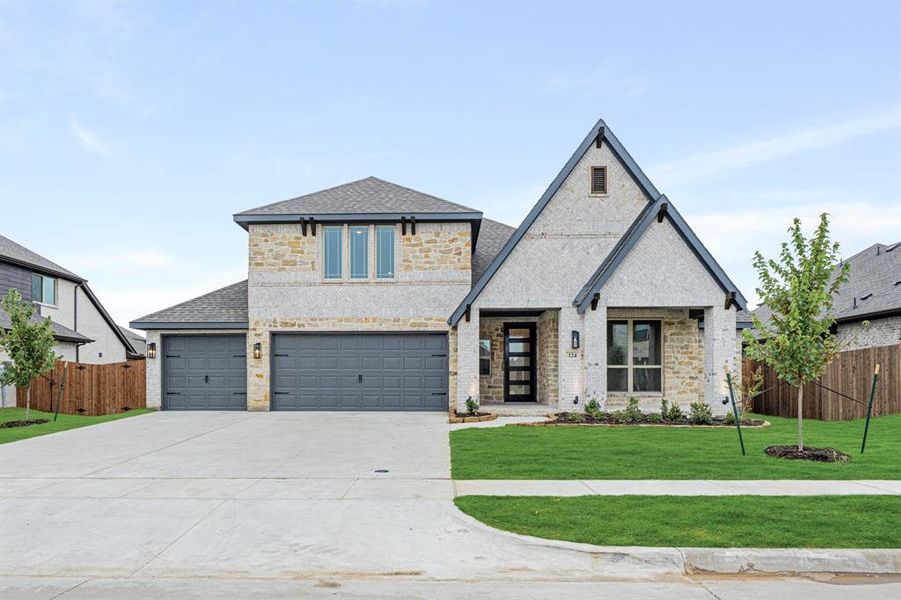 Front exterior of a new home in Hampton Park, Glenn Heights, TX, highlighting curb appeal (Image 2). Front exterior of a new home in Hampton Park, Glenn Heights, TX, highlighting curb appeal (Image 2).