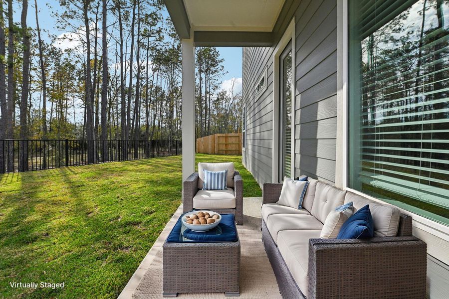 Exterior details and patio area of a home in Pinewood Trails - Luxe Series, Atascocita (Image 3). Exterior details and patio area of a home in Pinewood Trails - Luxe Series, Atascocita (Image 3).