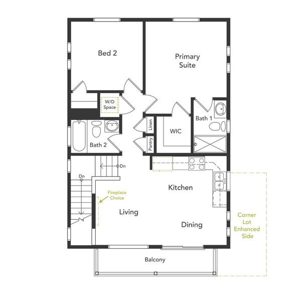 2D floor plan layout of this home in Thompson River Ranch, Johnstown, CO (Image 3).