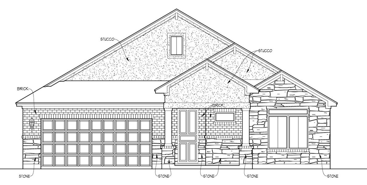 Front exterior of a new home in Meyer Ranch, New Braunfels, TX, highlighting curb appeal (Image 2).