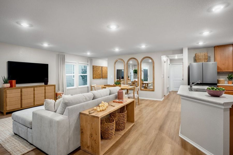 Representative furnished interior of a home built from the 1548 Modeled by KB Home in Stoney Chase, Del Valle (Image 8).