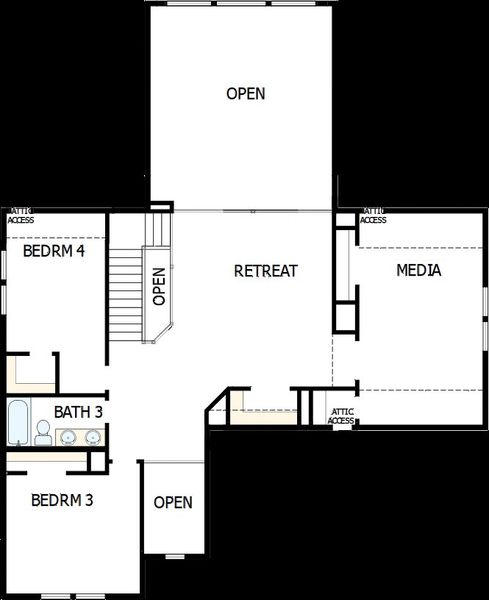 2D floor plan layout of this home in Pecan Square – Classics, Northlake, TX (Image 6).