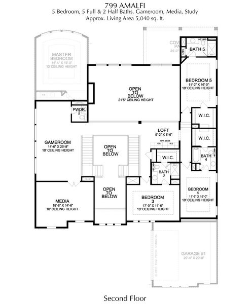 2D floor plan layout for the Amalfi by Landon Homes in Signature 74s, Frisco, TX (Image 4). 2D floor plan layout for the Amalfi by Landon Homes in Signature 74s, Frisco, TX (Image 4).