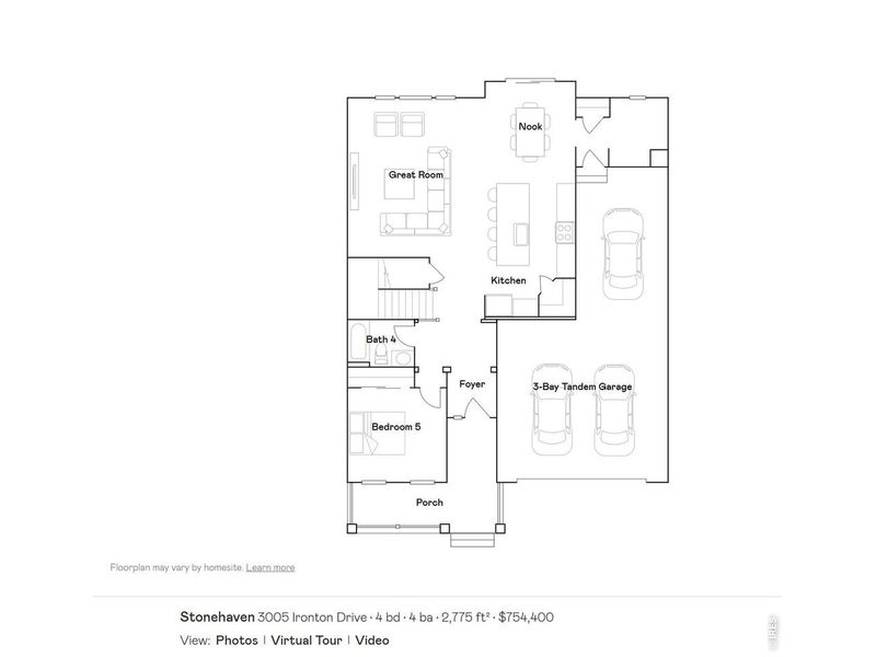 2D floor plan layout of this home in Riano Ridge, Loveland, CO (Image 2).