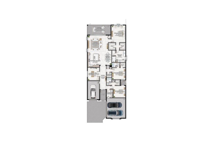 2D floor plan layout of this home in Valencia Del Mar, Boynton Beach, FL (Image 2).
